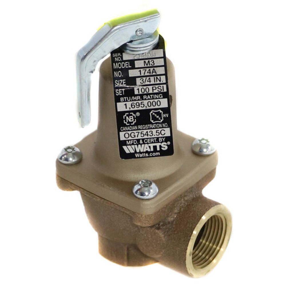 Watts 0274683 Series 174A 3/4 in. Bronze FNPT 100# 250 Relief Valve