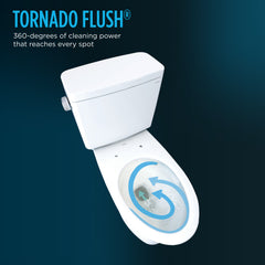 Toto MW7763074CSG01 Drake Washlet+ Two-Piece Elongated 1.6 GPF Tornado Flush Toilet with C2 Bidet Seat Cotton White MW7763074CSG01