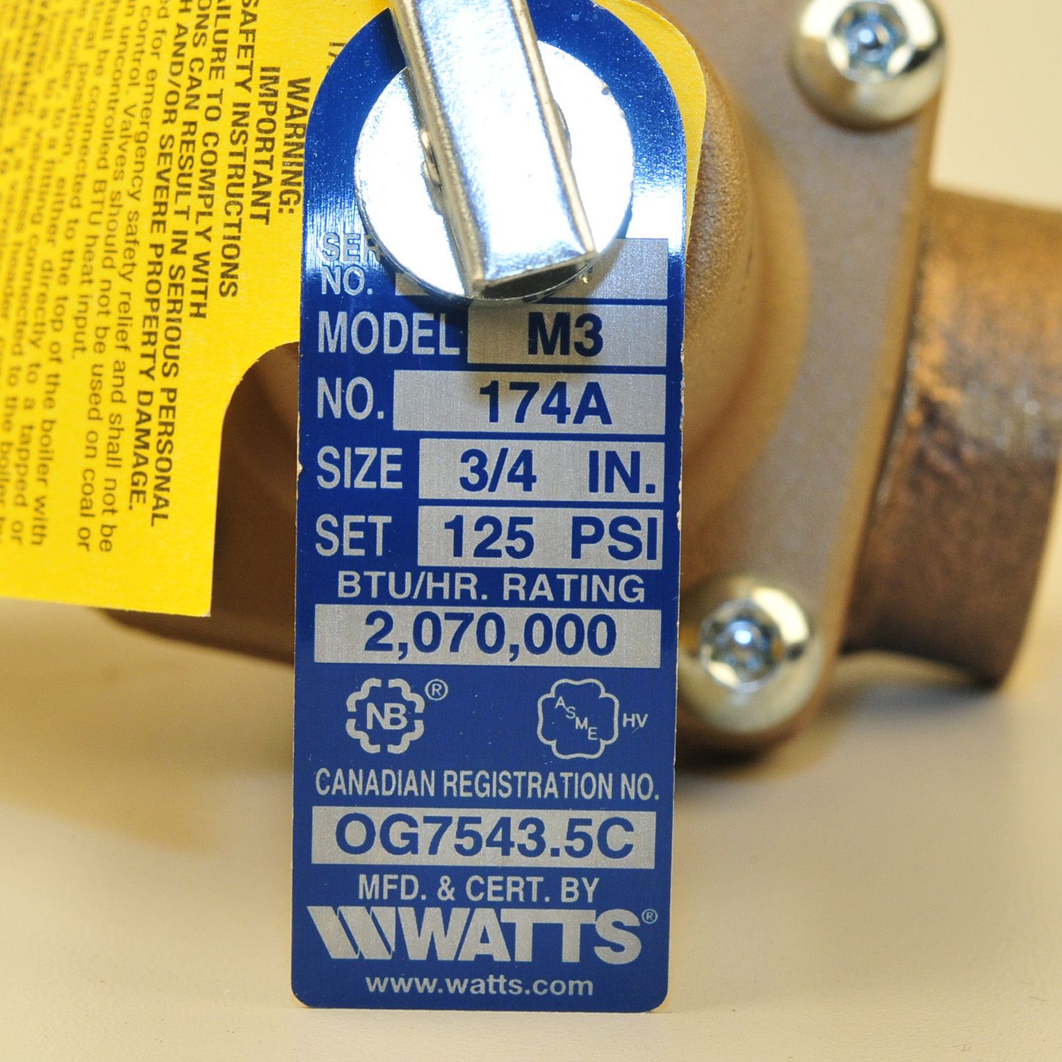 Watts 0274751 Series 174A 3/4 in. Bronze FNPT 125 psi 250 Relief Valve