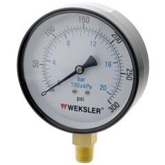 Weksler UA35F4L Steel Cased Dry Pressure Gauge 0 to 300 PSI