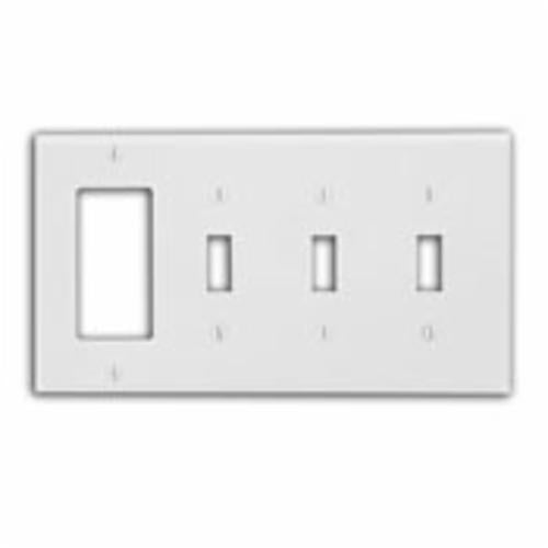 Leviton 80732-I Combination Wallplate Standard Size 4 Gang 3 Toggle and 1 D