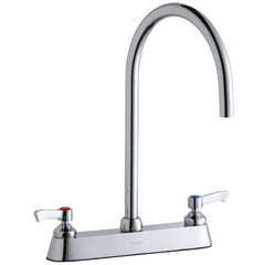 Elkay LK810LGN08L2 8 Centerset with Exposed Deck Laminar Flow Faucet with 8 Gooseneck Spout 2 Lever Handles Chrome