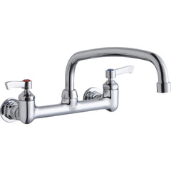 Elkay LK940AT12L2H Foodservice 8 Centerset Wall Mount Faucet with 12 Arc Tube Spout 2 Lever Handles 1/2 Offset Inlets Chrome