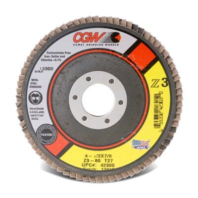 Cgw Abrasives 42525 Contaminant-Free Premium Regular Coated Abrasive Flap Disc 5 in Dia 7/8 in Center Hole 80 Grit F