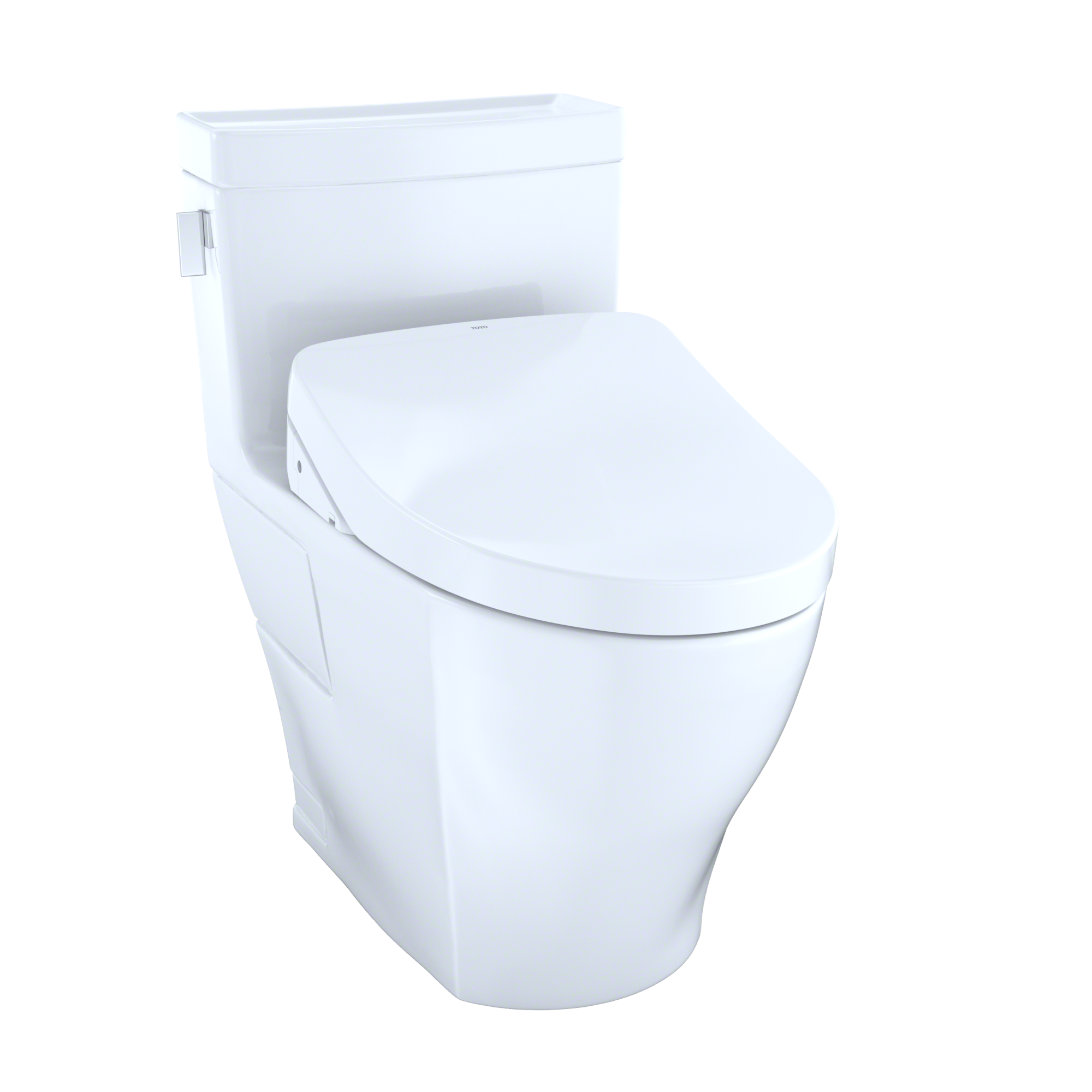 TOTO MW6243046CEFG#01 WASHLET+ Legato One-Piece Elongated 1.28 GPF Toilet and Contemporary WASHLET S500e Bidet Seat Cotton White