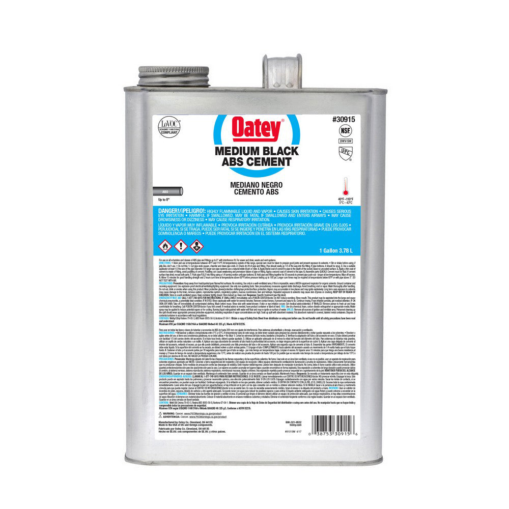 Oatey CEMENT 1 GAL BLACK ABS MEDIUM 30915 UP TO 6" DIAMETER