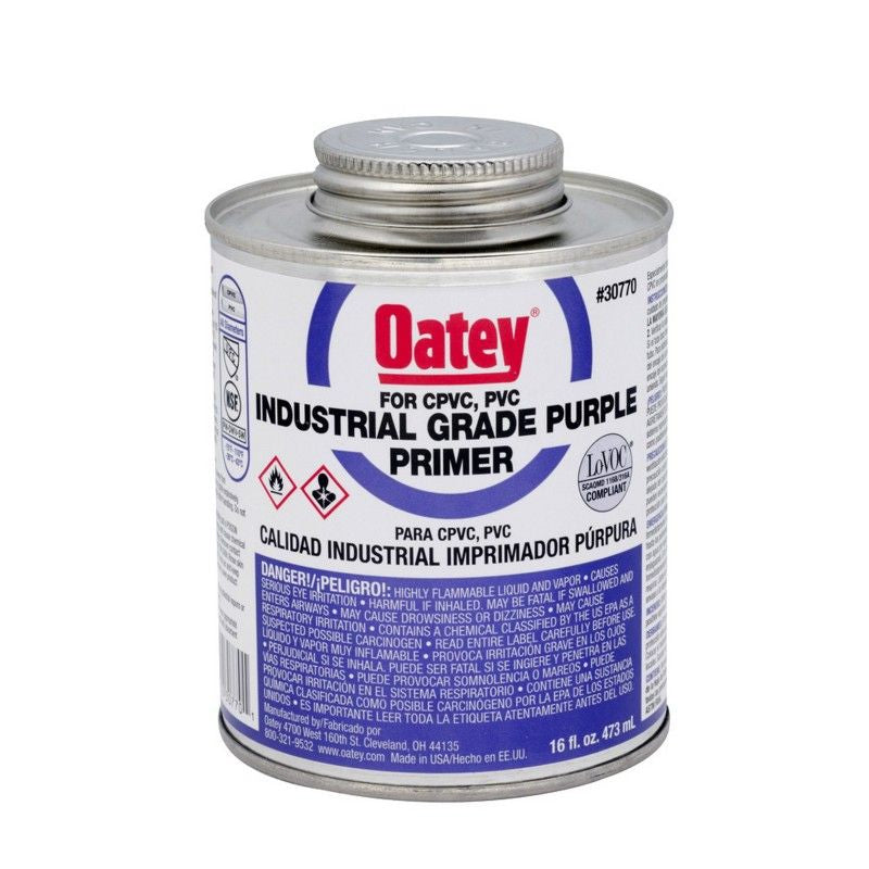 Oatey 30770 1 PINT PURPLE LOW-VOC INDUSTRIAL GRADE PVC CPVC PRIMER NSF LISTED