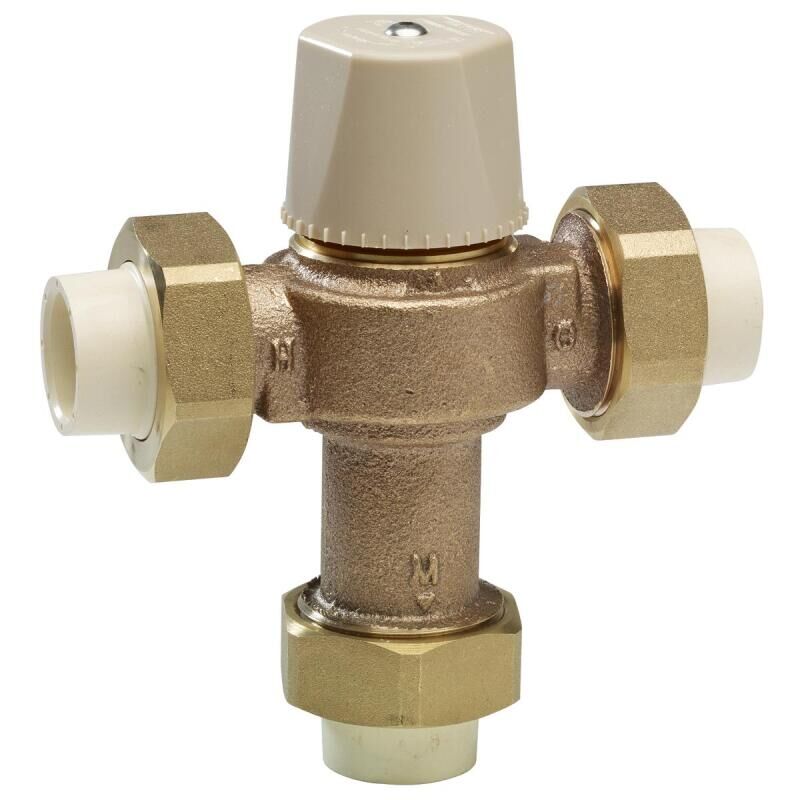 Watts 559162 LFMMVM1-CPVC 0 34 DOUBLE CPVC UNION BRONZE THERM MIXING VALVE LEAD FREE