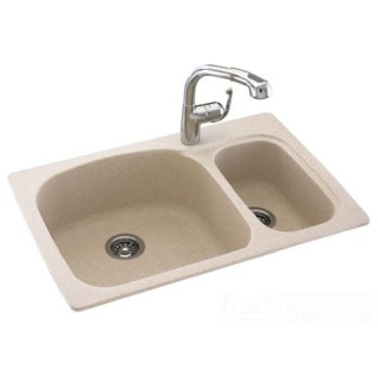 Swan Surfaces KSLS3322.051 Large/Small 33x22 Tahiti Sand Drop In Kitchen Sink