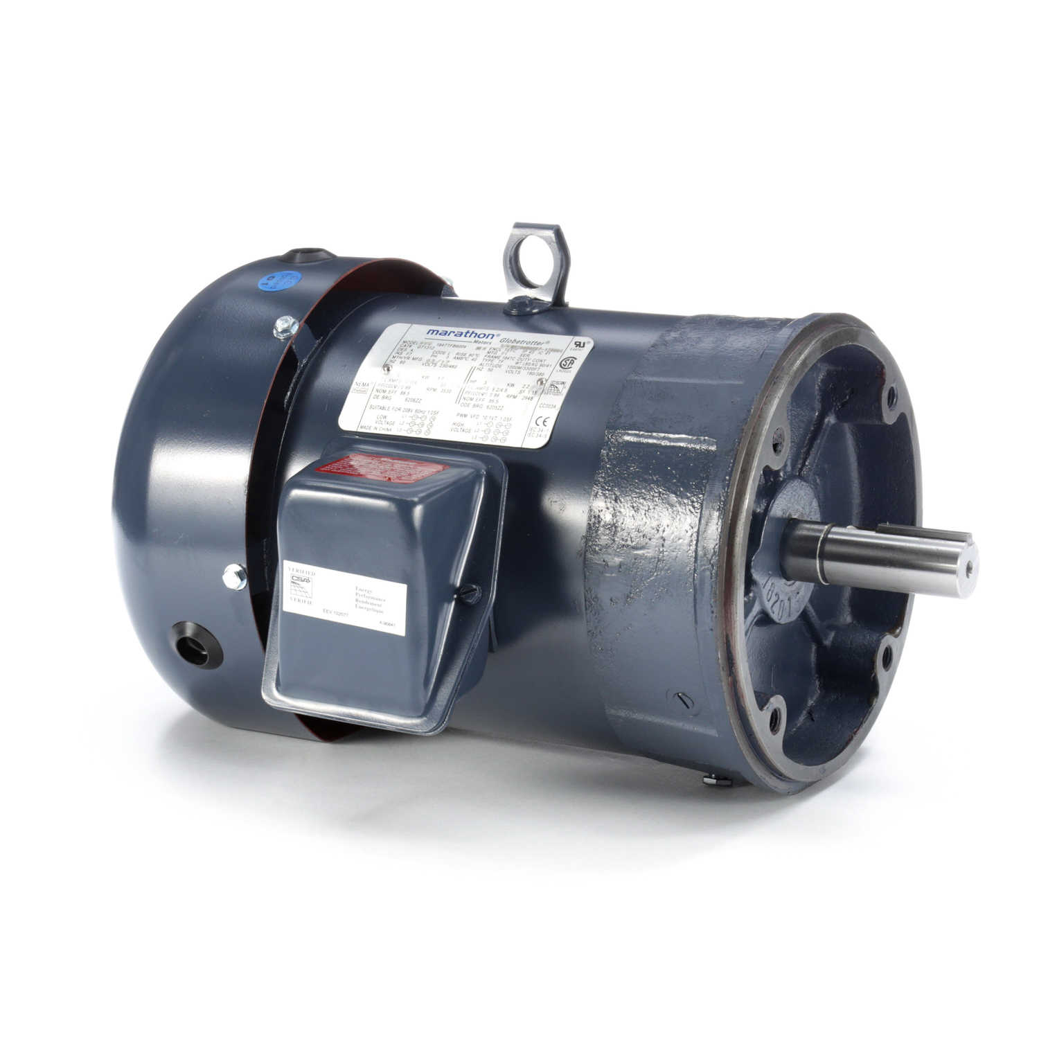 Marathon Motors MGT1312 Globetrotter GT1312 General Purpose Motor, 5 HP, 3 Ph, 60 Hz, 230/460 V, 3600 RPM, 184TC Frame, TEFC