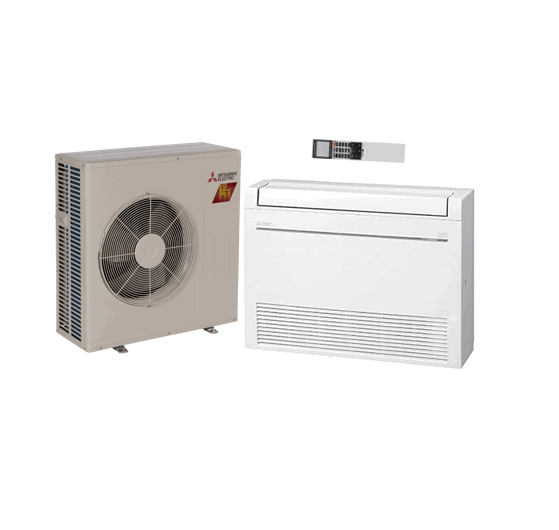 Mitsubishi M-Series 15000 BTU Floor Mounted Heat Pump Air Conditioning System - 21.8 SEER