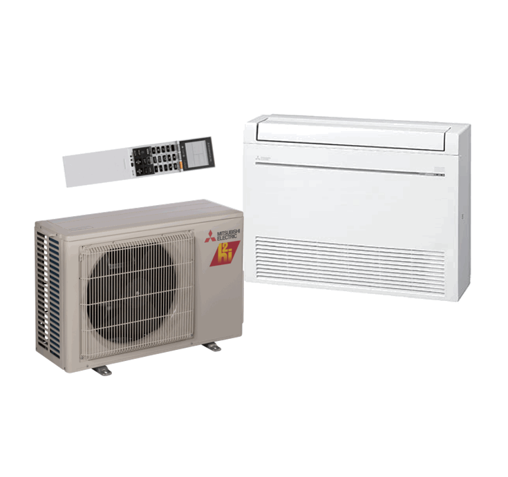 Mitsubishi M-Series 9000 BTU Floor Mounted Heat Pump Air Conditioning System - 28.2 SEER