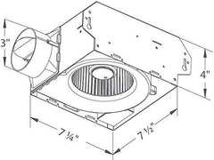 Delta Breez Slim SLM70-LVDC 70 CFM Single speed Fan with 12Vdc, PoE connector, 12W, 2 Sones