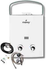 Marey GA5PORT Portable, 1.5 GPM, 37,532 BTUs, Residential, 5L Liquid Propane Gas Tankless Water Heater