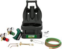 Victory Sales & Marketing 0384-0945 ESAB G150 J-P Light Duty Gas Welding Outfit Tote Kit Without Tanks, R150-200/R150-540 Gas Regulators, 103-01FP Torch Handle, Striker, 12.5' - 3/16 Hose, Goggles, Tank Key