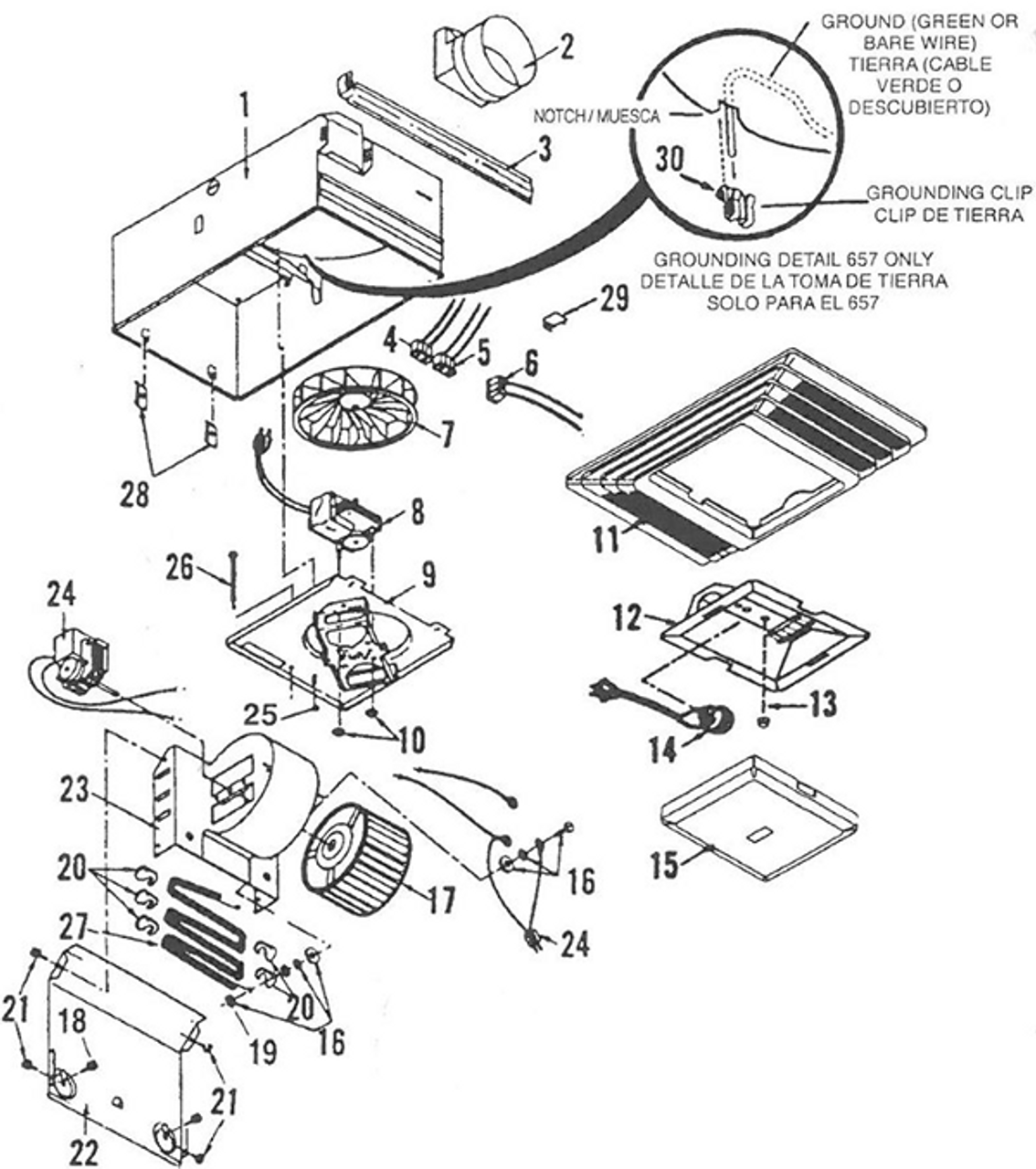 Broan 97-01-7063 97017063 OEM Heater Motor Assembly