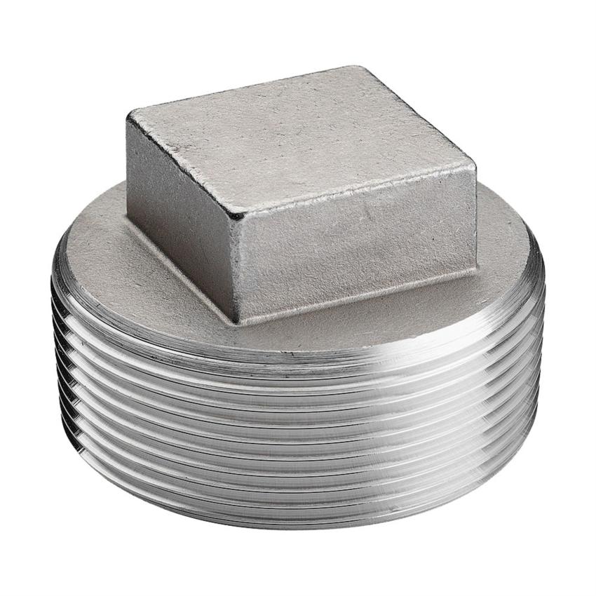 Merit Brass 33133010 1 150# THREADED 304 STAINLESS STEEL SQUARE HEAD PLUG IMPORT