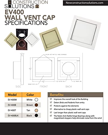 Construction Solutions EV-400B Brown wall vent cap with magnetized lid