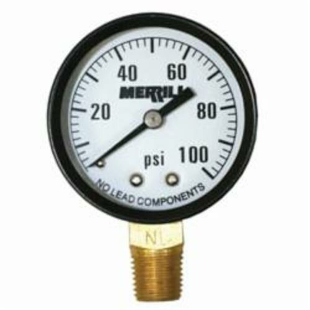 MERRILL MFG PGNL100 LFPG100 PRESSURE GAUGE 0-100 PSI LEAD FREE 2 DIAL 14 NPT YOUR#