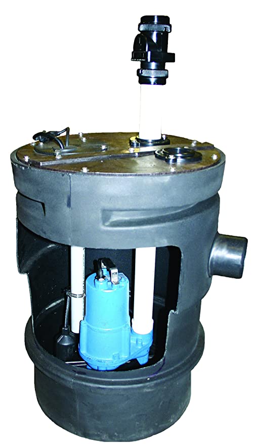 Crane Pump & Systems 126920 Crane Pumps Barnes Simplex Sewage Package System, With SEV412 Pump, 1/2 HP, 115 Volts, (25 x 24) Polyethylene Basin, 18 Split Cover