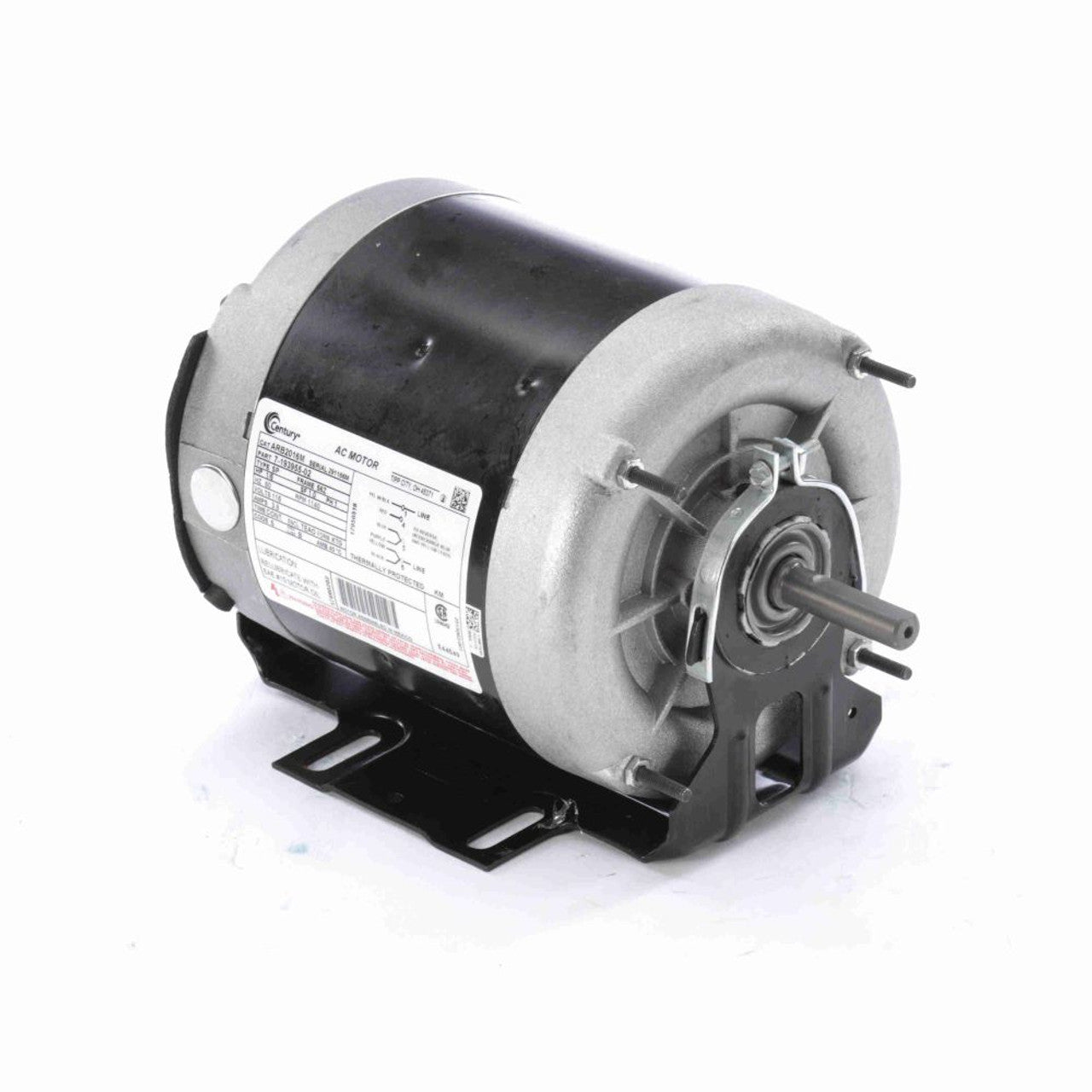 Century Motors ARB2016M 1/6 hp 1140 RPM 56Z Frame 115V Belt Drive TEAO Blower Motor #