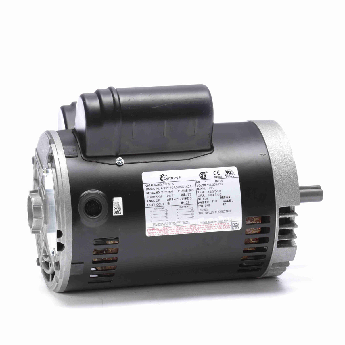 Century Motors C665ES 115/208-230v 3/4hp 1725rpm Mtr