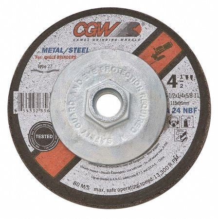 CGW 36232  T27 Depressed Center Wheels, 6 x 1/4 x 5/8-11, A24-N-BF Steel, Fast Cut, 10/box