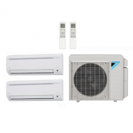 Daikin 36000 BTU 2 Zone Wall Mounted Ductless Mini-Split Heat Pump System - 22 SEER  (7K+24K)