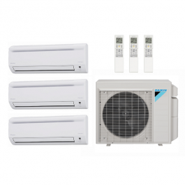 Daikin 36000 BTU 3 Zone Wall Mounted Ductless Mini-Split Heat Pump System - 17 SEER  (7K+12K+24K)