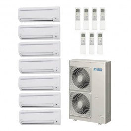 Daikin 48000 BTU 7 Zone Wall Mounted Ductless Mini-Split Heat Pump System - 18.8 SEER (7K+7K+7K+7K+9K+9K+12K)