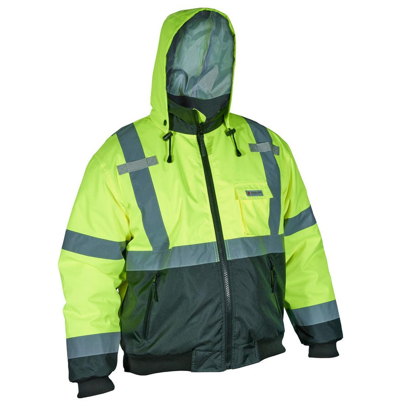 MCR Safety VBBCL3LX2  Value Bomber Backet, Class 3, Insulated, Lime/black, Zipper Front, 2X-Large