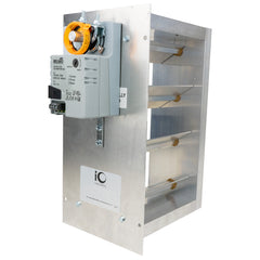 iO HVAC Controls CD-1206-BM 12 x 06 CarrierBryant Rectangular Zone Damper - Belimo 3 Wire Actuator - Bottom Mount