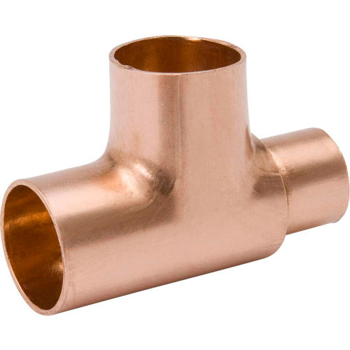 NIBCO W 04069 NDL Solder Joint Tube Reducing Tee, 1-3/8 x 1-1/8 Inch, Copper, 700 psi, Wrot Copper, Seamless, 138X138X118TEE