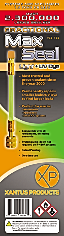 Xantus 30-105 Products Max Seal Light + UV Dye Fractional Direct Inject A/C Leak Sealant, 1.5 Tons Or Less