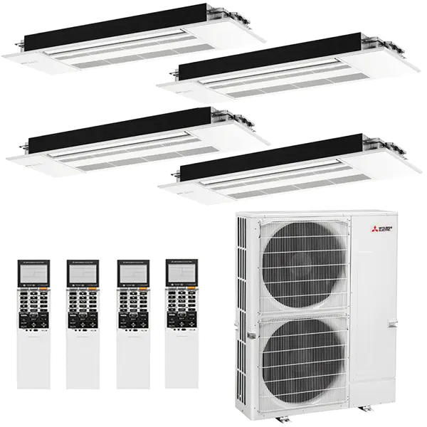 Mitsubishi 48,000 BTU 4 Zone Ceiling Cassette Ductless Mini-Split Heat Pump System - 18.9 SEER (9K+9K+12K+12K)