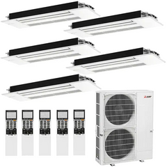 Mitsubishi 48,000 BTU 5 Zone Ceiling Cassette Ductless Mini-Split Heat Pump System - 18.9 SEER (9K+9K+9K+9K+9K)
