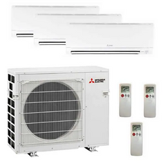 Mitsubishi 25,000 BTU 3 Zone Wall Mounted Ductless Mini-Split Heat Pump System - 20 SEER (6K+6K+6K)