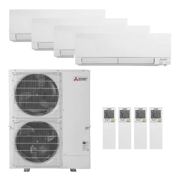 Mitsubishi 60,000 BTU 4 Zone Wall Mounted Ductless Mini-Split Heat Pump System - 18.9 SEER (12K+12K+12K+15K)