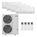 Mitsubishi 60,000 BTU 4 Zone Wall Mounted Ductless Mini-Split Heat Pump System - 18.9 SEER (6K+9K+9K+15K)