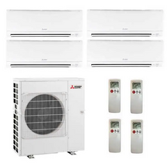 Mitsubishi 36,000 BTU 4 Zone Wall Mounted Ductless Mini-Split Heat Pump System - 19.1 SEER (6K+9K+9K+18K)