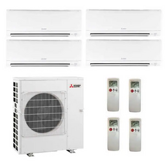 Mitsubishi 36,000 BTU 4 Zone Wall Mounted Ductless Mini-Split Heat Pump System - 19.2 SEER (6K+6K+6K+9K)