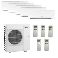 Mitsubishi 42,000 BTU 5 Zone Wall Mounted Ductless Mini-Split Heat Pump System - 19.7 SEER (6K+6K+6K+6K+6K)