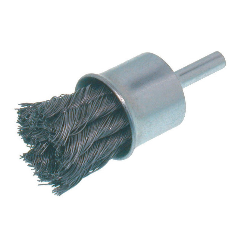 Osborn 99106  END BRUSH-CRIMPED WIRE (1" ODx.020" STEELx1/4" SHANK){Clamshell}