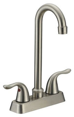 Matco-Norca OPB-320SS 2 HANDLE SS BAR FAUCET, METAL LEVER HNDL, GOOSE NECK SPOUT, CERAMIC CARTRIDGE