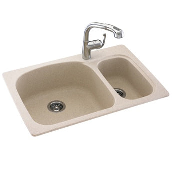 Swan Surfaces KSLS3322.059 Large/Small 33x22 Tahiti Ivory Drop In Kitchen Sink