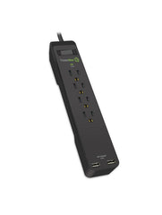 TrickleStar TS1206 4 Outlet Surge Protector - 2 USB Port - 1080J - 6ft Cord