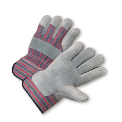 West Chester 558/L558  Shoulder Leather Palm Rubberized Safety Cuff Glove - Blue/Red Fabric: Large