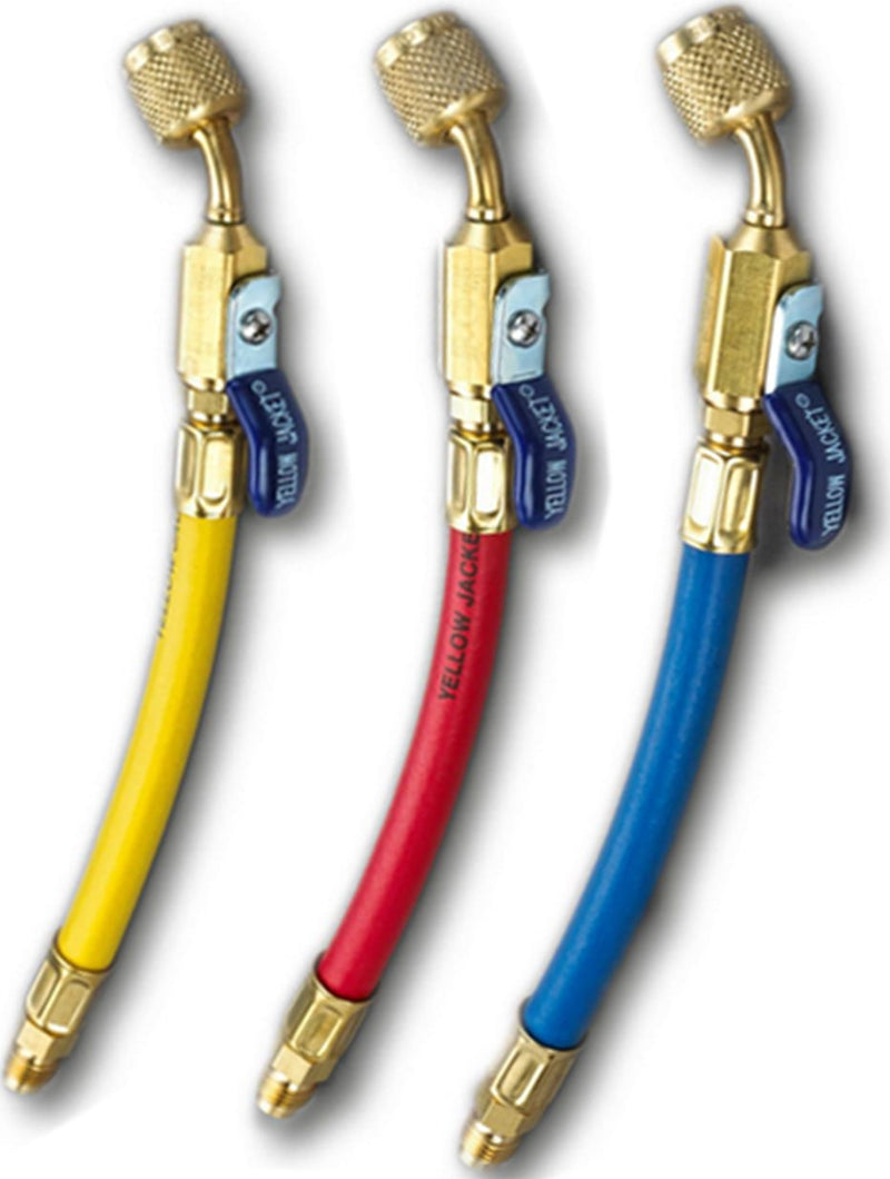 Yellow Jacket 29980 FlexFlow and Low Loss Adapter Hoses with Compact Ball Valve, 9 (Pack of 3)