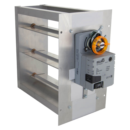 iO HVAC Controls MD-3208 32 Inch X 8 Inch Rectangular Two-Position Motorized Zone Damper With Belimo 3 Wire Actuator