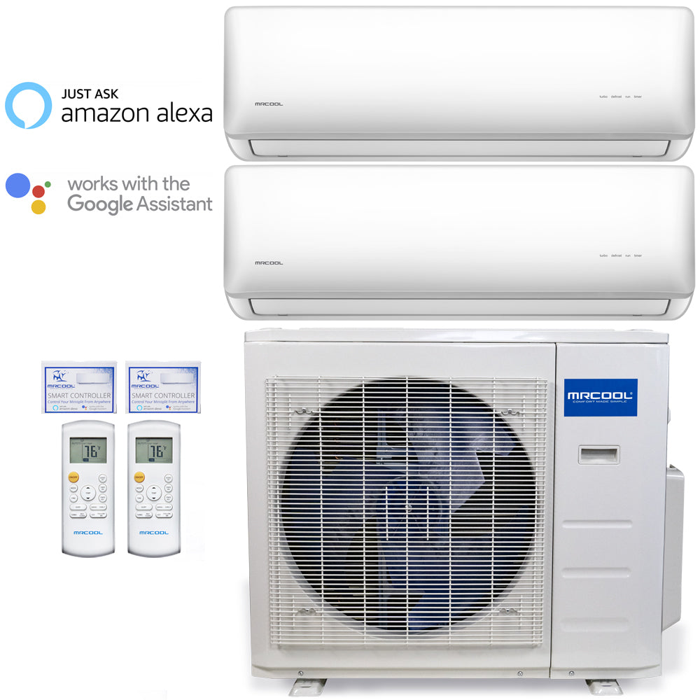 MRCOOL 18,000 BTU 2 Zone Olympus Wall Mounted Ductless Mini-Split Heat Pump System - 22.5 SEER (9K+9K)